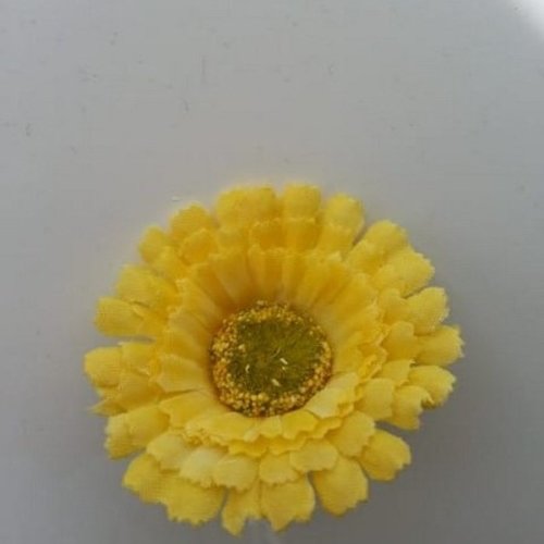 Fleur gerbera en tissu jaune  50mm