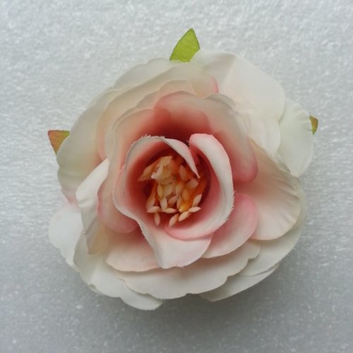 Jolie fleur artificielle en tissu de 50mm ivoire et rose