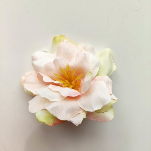 Fleur artificielle en tissu ivoire et peche 50mm