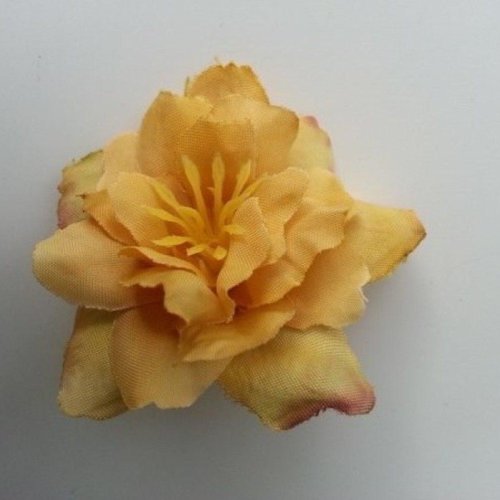 Fleur artificielle en tissu jaune moutarde  50mm