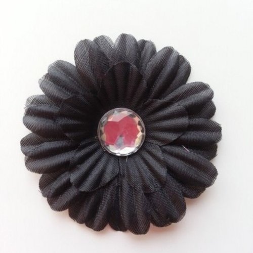 Fleur marguerite en tissu noir 55mm
