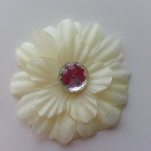 Fleur marguerite en tissu ivoire 55mm