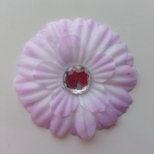 Fleur marguerite en tissu mauve et blanc 55mm