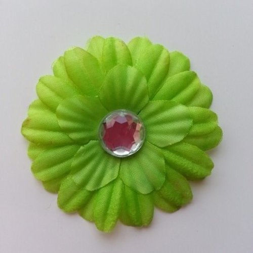 Fleur marguerite en tissu verte 55mm