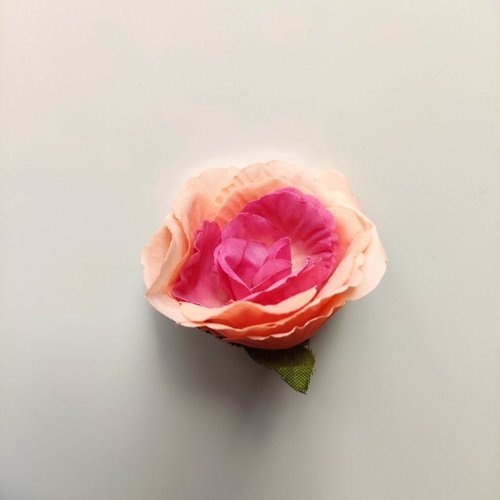 Tête de fleur artificielle en tissu 50mm peche et vieux rose