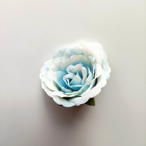 Tête de fleur artificielle en tissu 50mm ivoire et bleu