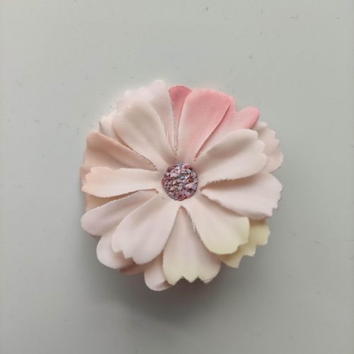 Fleur en tissu  peche et saumon  40mm