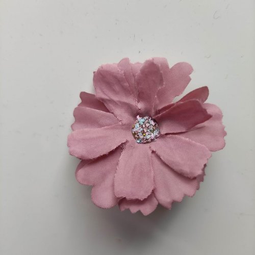 Fleur en tissu  vieux rose  40mm