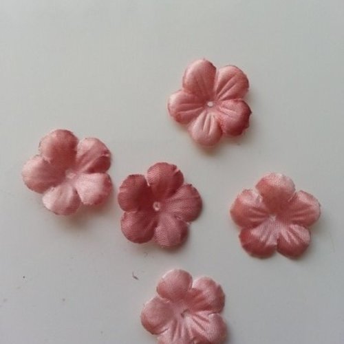 Lot de 5 fleurs en tissu  20mm vieux rose