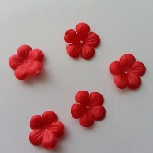 Lot de 5 fleurs en tissu  20mm rouge