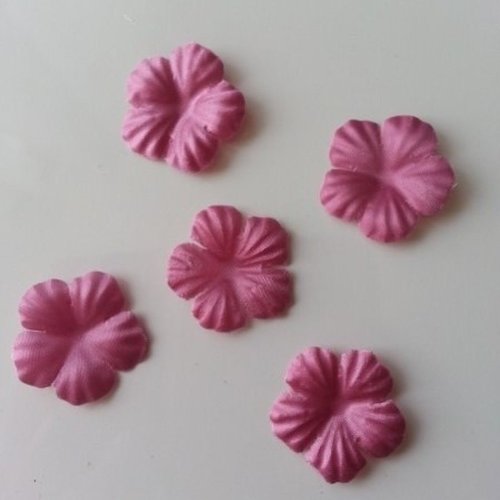 Lot de 5 fleurs en tissu  30mm vieux rose