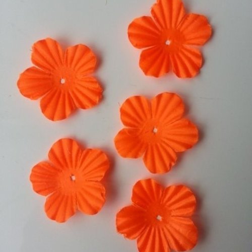 Lot de 5 fleurs en tissu orange 35mm