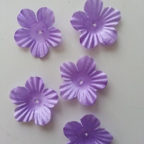 Lot de 5 fleurs en tissu mauve 35mm
