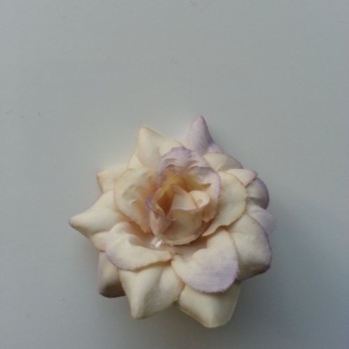 Fleur en tissu de 40mm ivoire et mauve