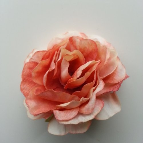 Fleur artificielle en tissu de 40mm ivoire et peche saumoné