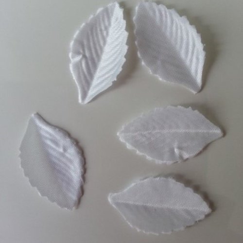 Lot de 5 feuilles en tissu blanc 30*15mm