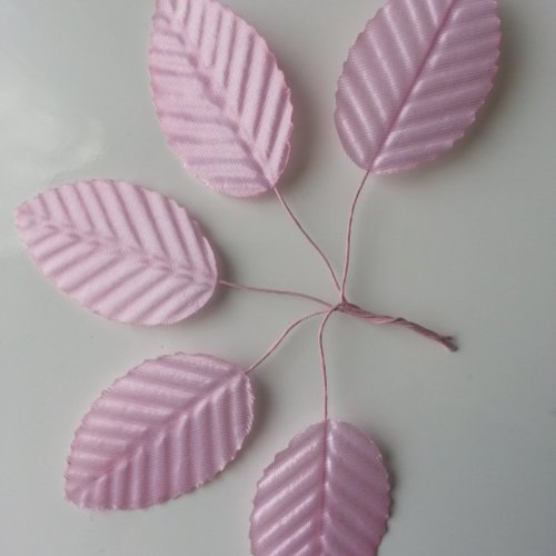 Lot 5 feuilles artificielles 30 x 50mm rose clair