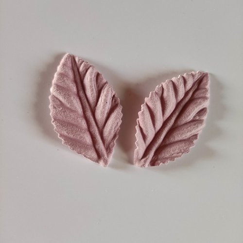 Lot de 2 feuilles artificielles veloutés 50*30mm vieux rose