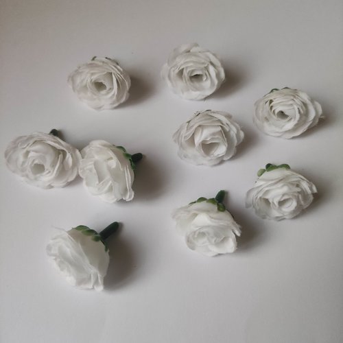 Fleur artificielle en tissu blanc 30mm