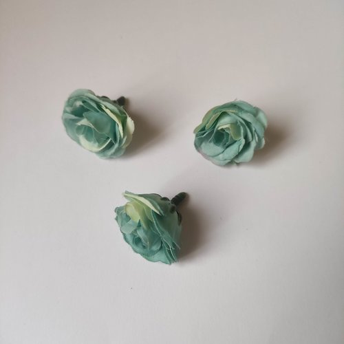 Fleur artificielle en tissu vert bleu 30mm