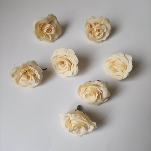 Rose artificielle en tissu de 35mm  ivoire