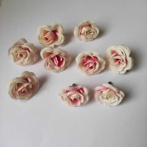 Rose artificielle en tissu de 35mm  ivoire rosé