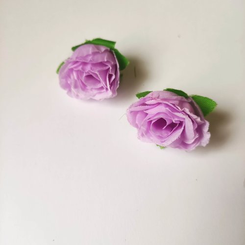 Bouton de fleur en tissu 30mm lavande
