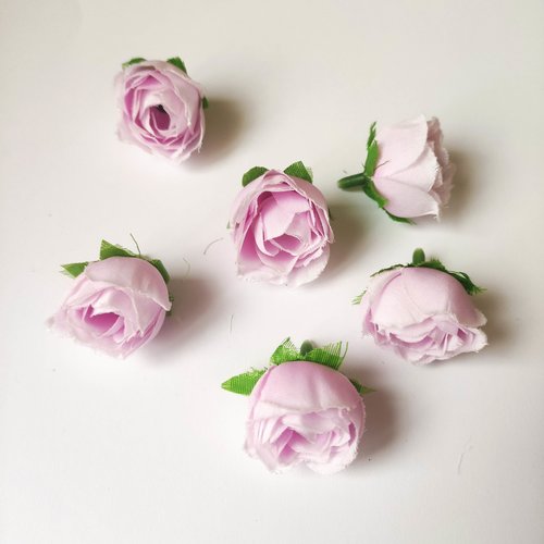 Bouton de fleur en tissu 30mm mauve