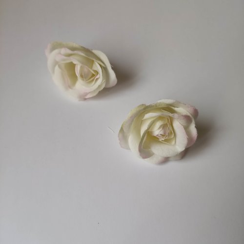 Rose artificielle en tissu de 45mm ivoire rosé