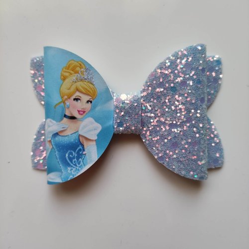 Noeud simili princesse cendrillon 80*55mm bleu