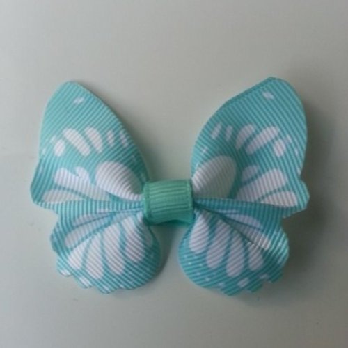 Noeud papillon en ruban gros grain 57*52mm vert pastel et blanc