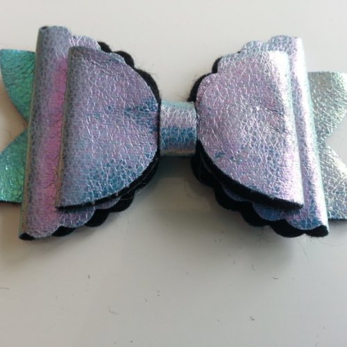 Gros noeud en simili 90*50mm mauve brillant