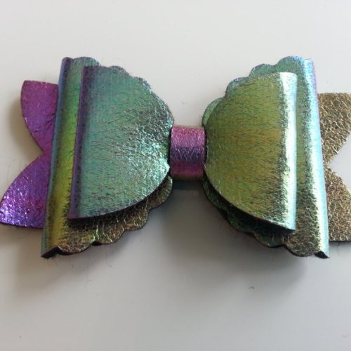 Gros noeud en simili 90*50mm bleu /vert/violet brillant