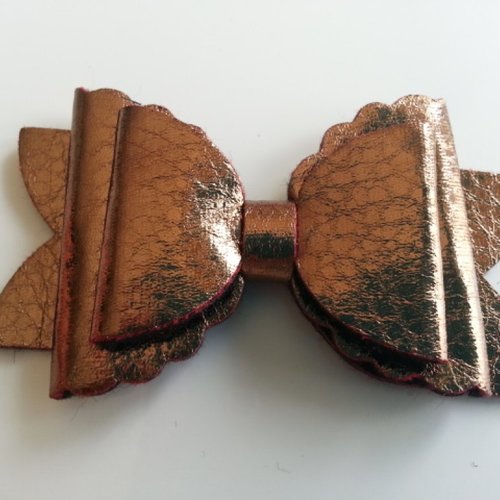 Gros noeud en simili 90*50mm marron brillant