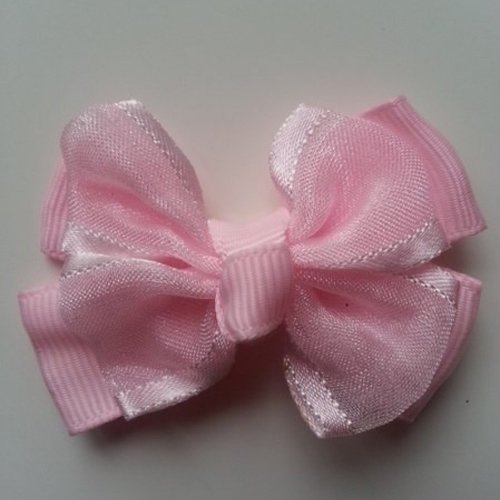 Noeud en ruban gros grain et organza 45*50mm rose
