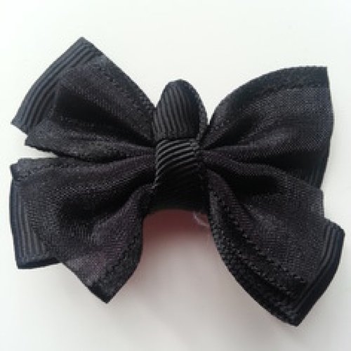 Noeud en ruban gros grain et organza 45*50mm noir