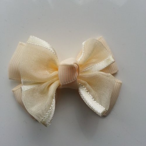 Noeud en ruban gros grain et organza 45*50mm ivoire