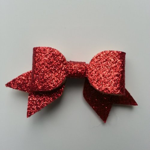 Petit noeud pailleté rouge  60*30mm