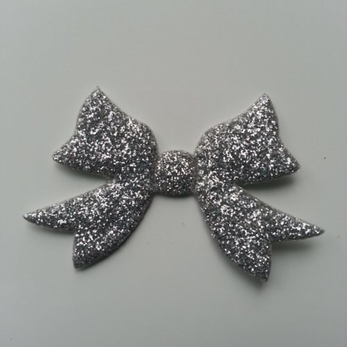 Petit noeud pailleté argent 55*35mm