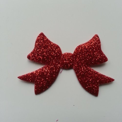 Petit noeud pailleté rouge 55*35mm