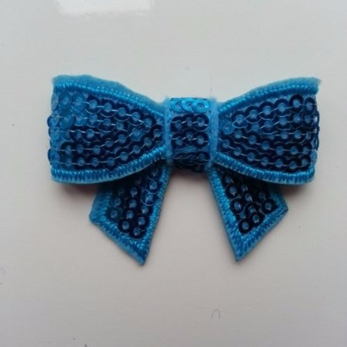 Noeud à paillette 45mm bleu turquoise