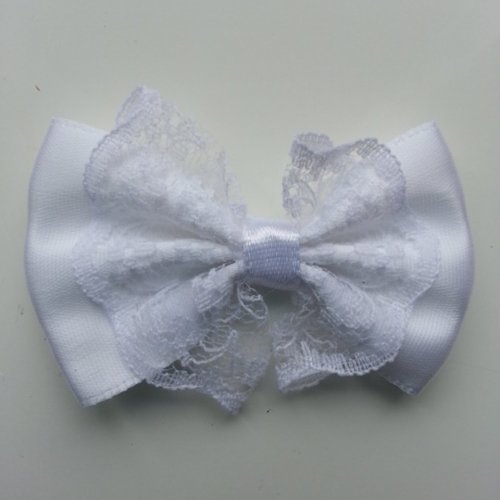 Noeud dentelle blanche et satin  55*35mm