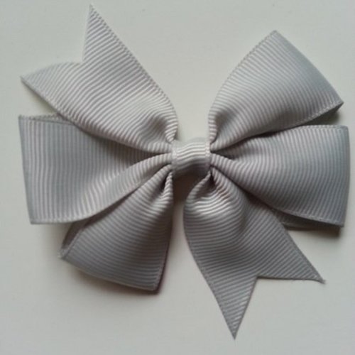 Gros noeud  en ruban gros grain gris clair   80mm