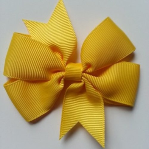 Gros noeud  en ruban gros grain jaune poussin 80mm