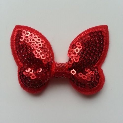 Noeud pailleté rouge  65*38 mm