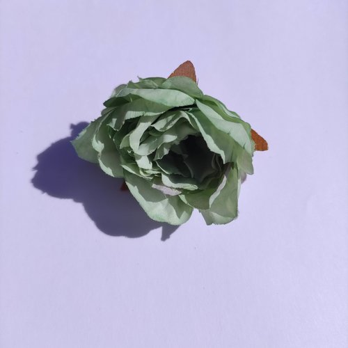 Fleur tissu pivoine vert 50mm