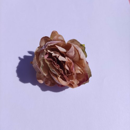 Fleur tissu pivoine beige 50mm