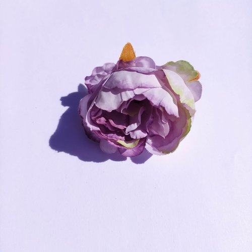 Fleur tissu pivoine mauve et violet 50mm
