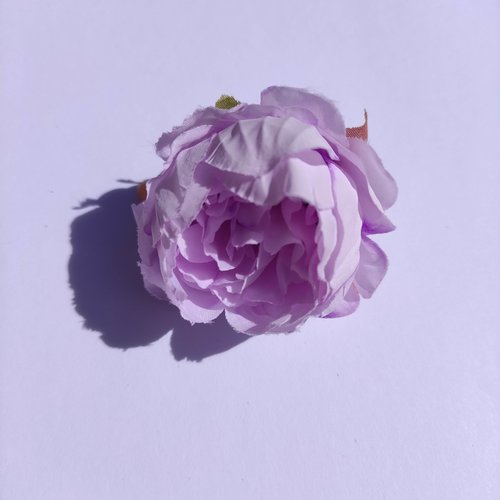 Fleur tissu pivoine lavande 50mm
