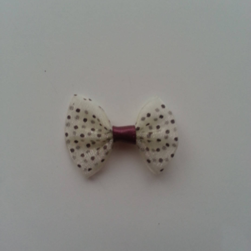 Noeud en voile à pois 35*25mm ivoire et bordeaux